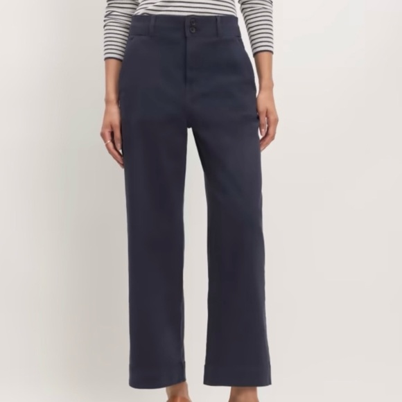 Everlane Women’s The Organic Cotton Twill Wide Leg Pant in Navy Blue, Size 8 - Picture 1 of 14